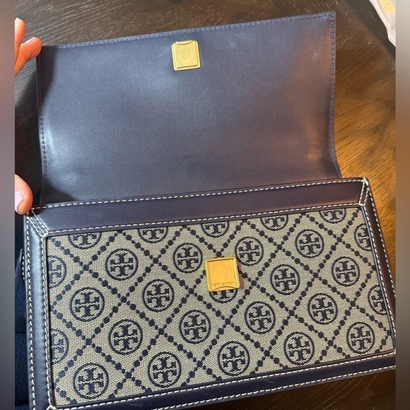 Tory Burch T Monogram Jacquard Shoulder/Crossbody Bag navy blue - Picture 4 of 10